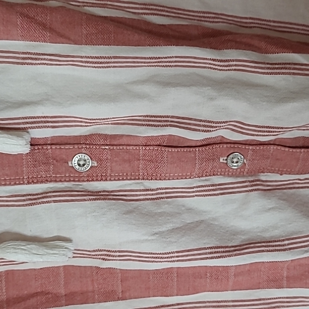 𝅺WOOLRICH Dark Pink White Striped Green Embroidered Top  organic cotton Medium - Picture 5 of 8